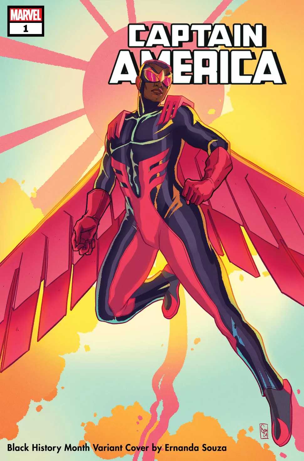 KING IN BLACK: CAPTAIN AMERICA #1 BLACK HISTORY MONTH VARIANT COVER by ERNANDA SOUZA