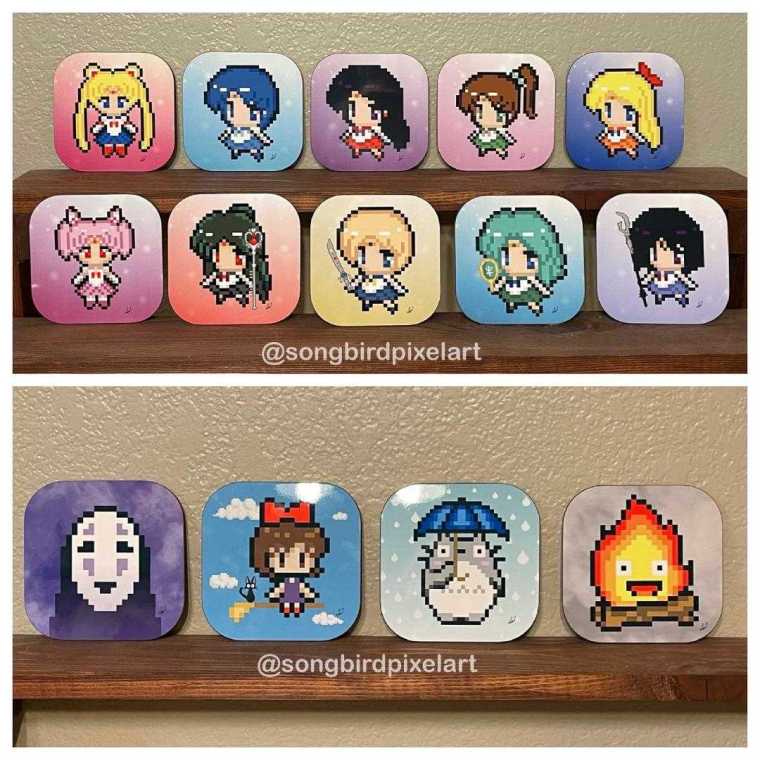Anime Pixel Art, Coasters- Song Bird Pixel Art
