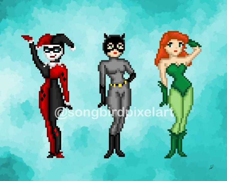 The Gotham Sirens- Song Bird Pixel Art