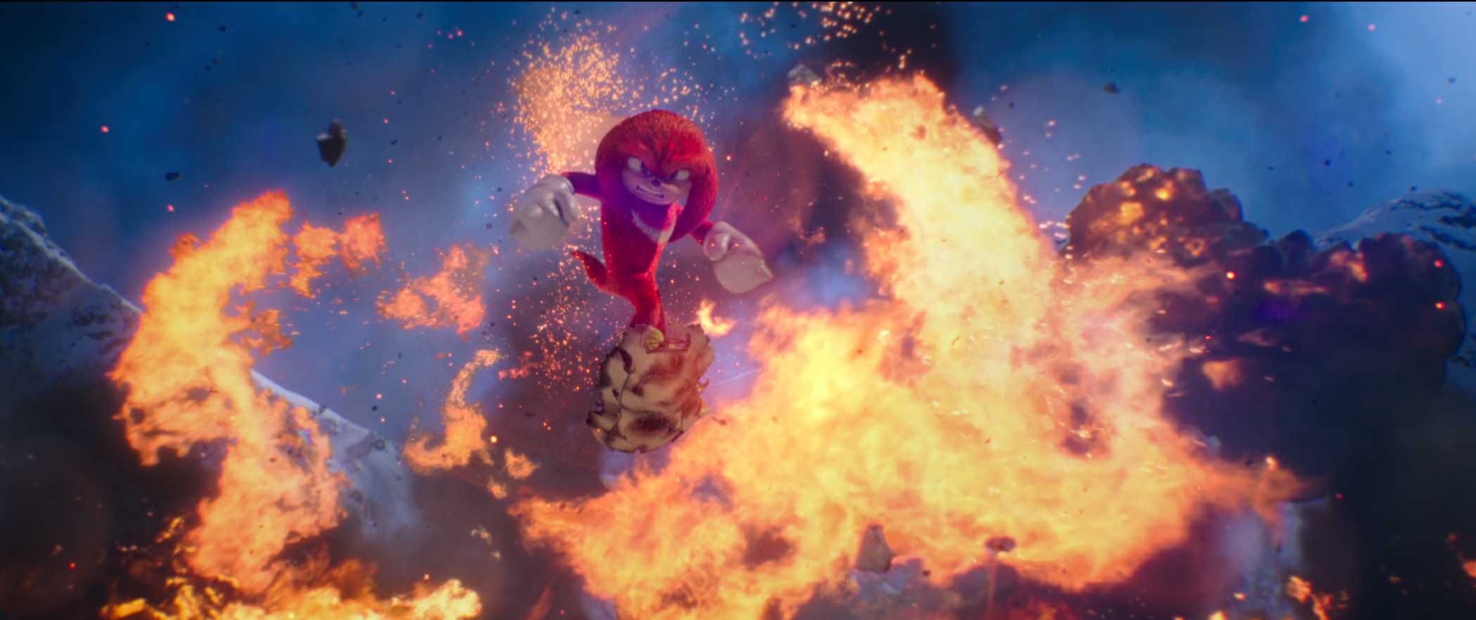 Knuckles escaping an Explosion- Sonic the Hedgehog 2