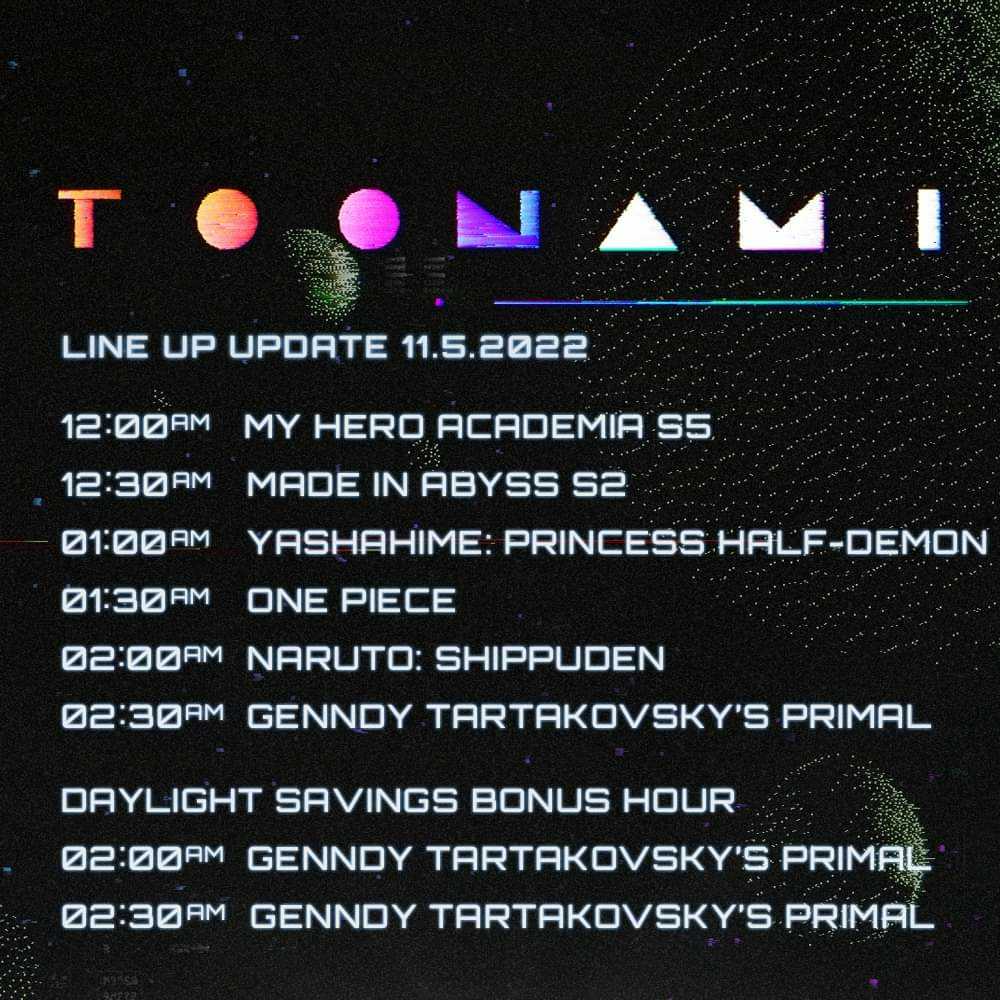 Toonami November 2022 Schedule