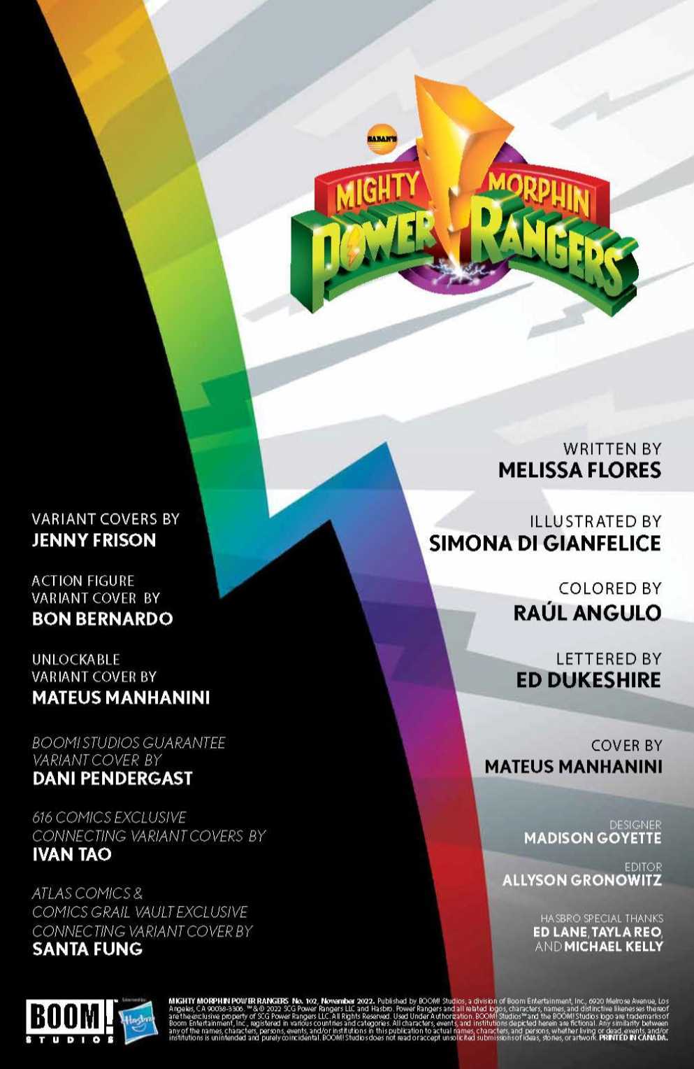 Mighty Morphin Power Rangers Issue No 102 Preview Page One