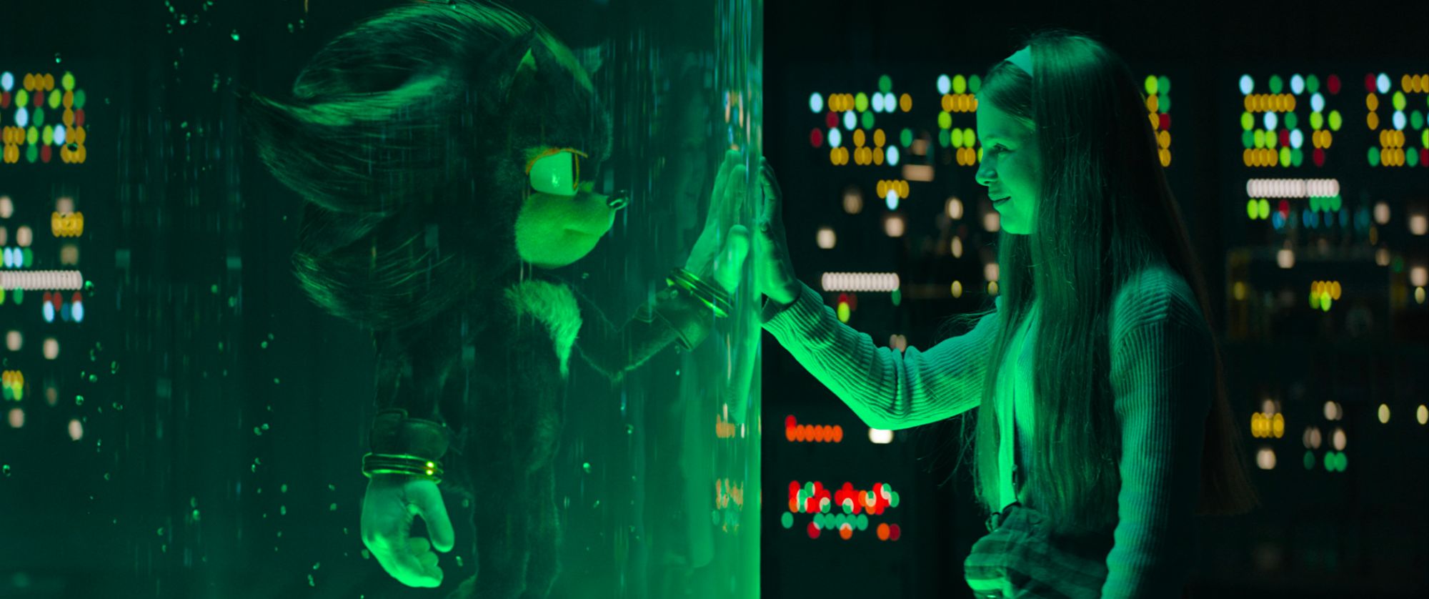 Shadow (Keanu Reeves) and Alyla Browne as Maria in Sonic the Hedgehog 3