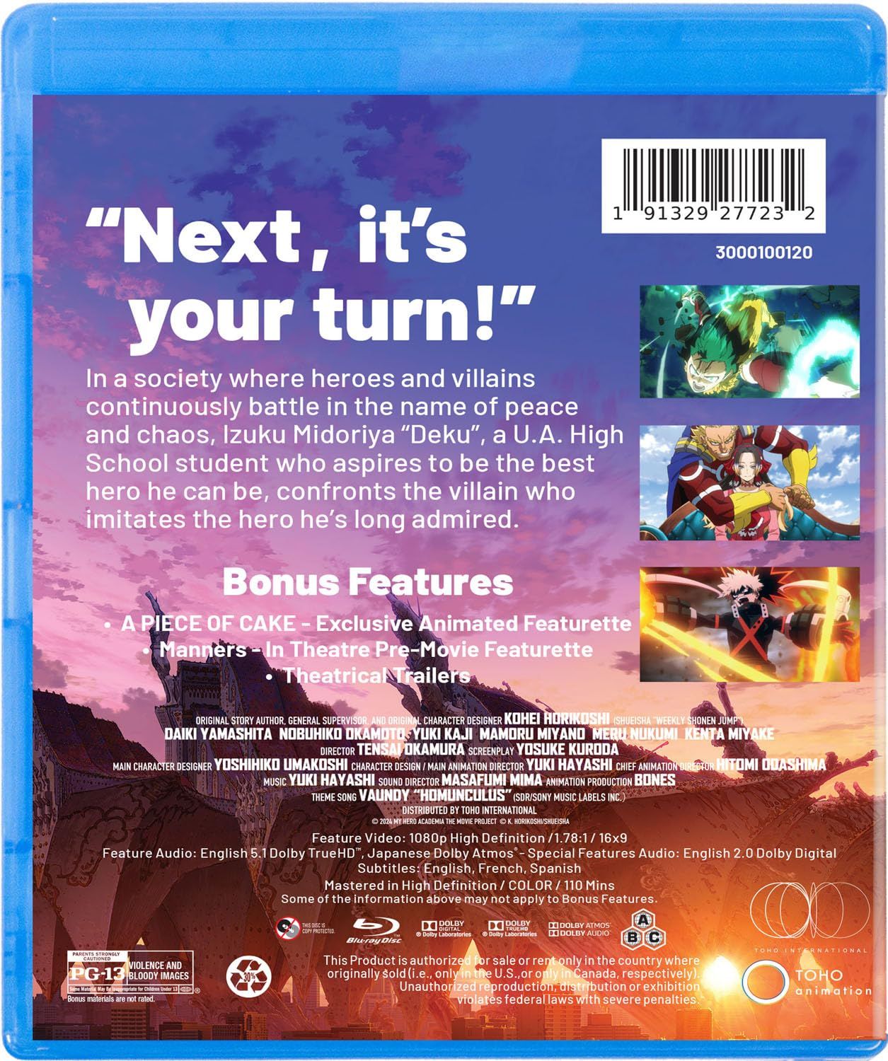 My Hero Academia the Movie: You're Next Blu-ray Cover- Back