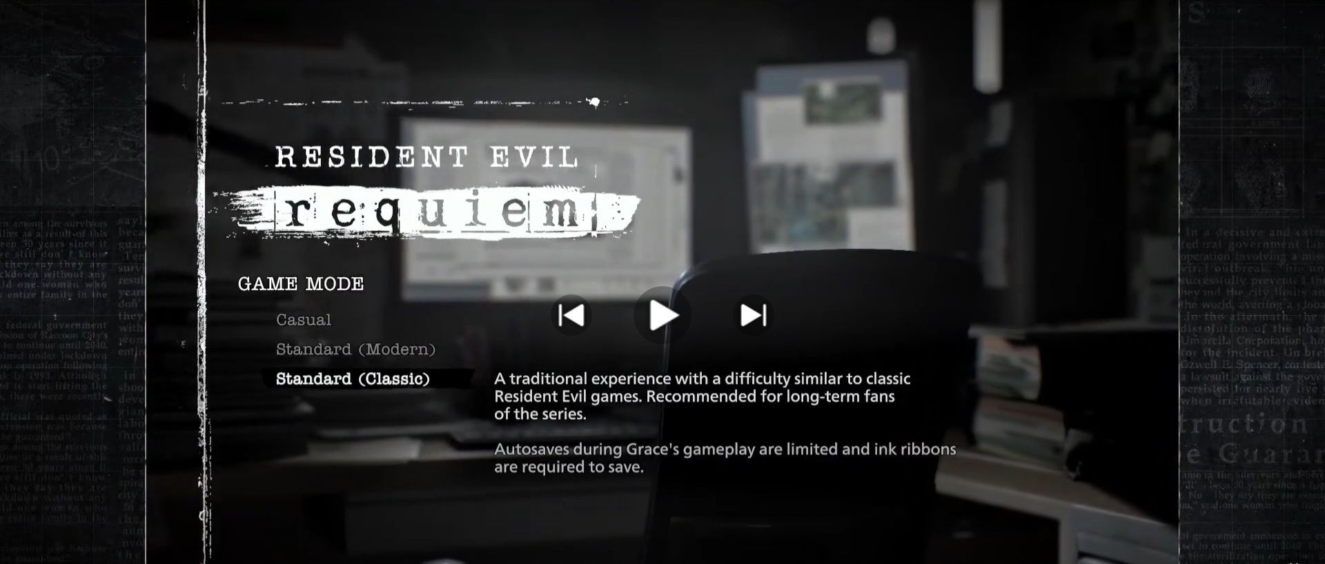 Resident Evil Showcase (2026)- Difficulty Setting Layout