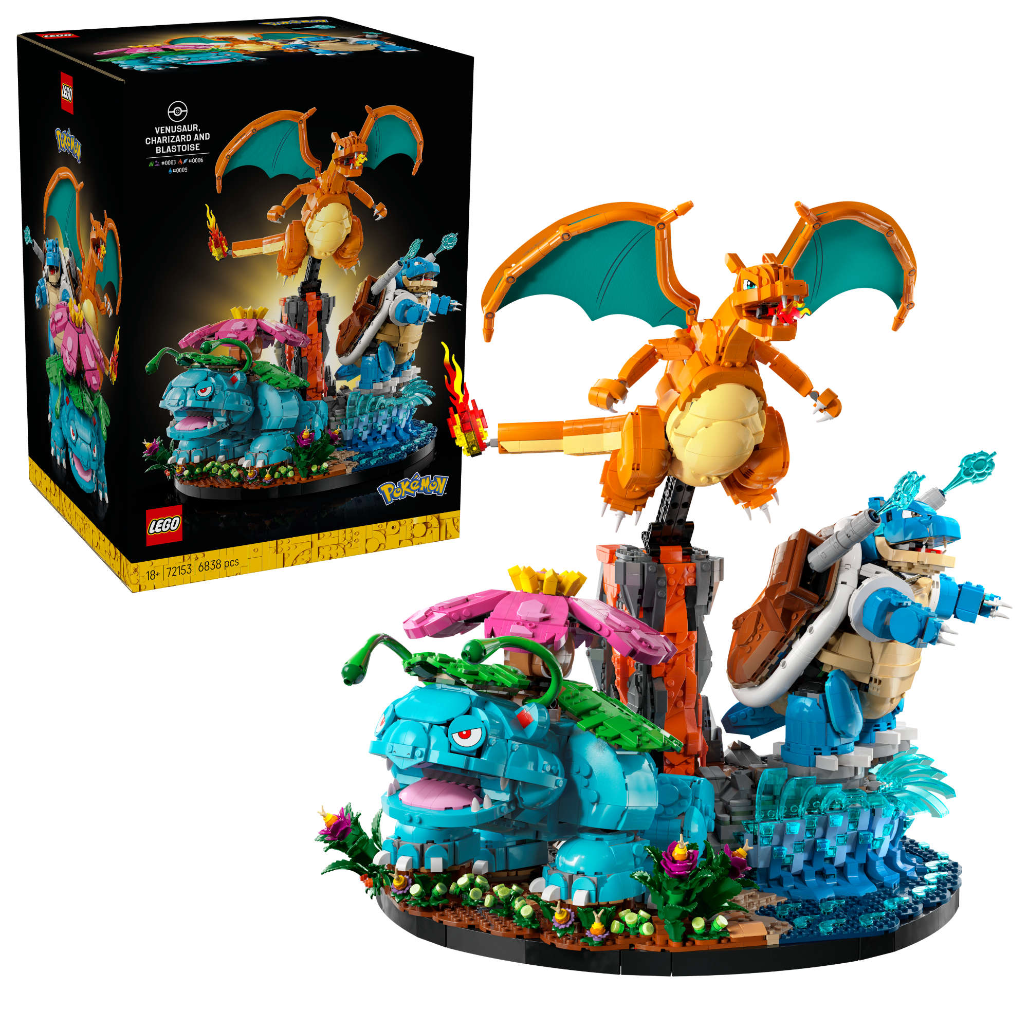 LEGO Pokémon Venusaur, Charizard and Blastoise Set and Box