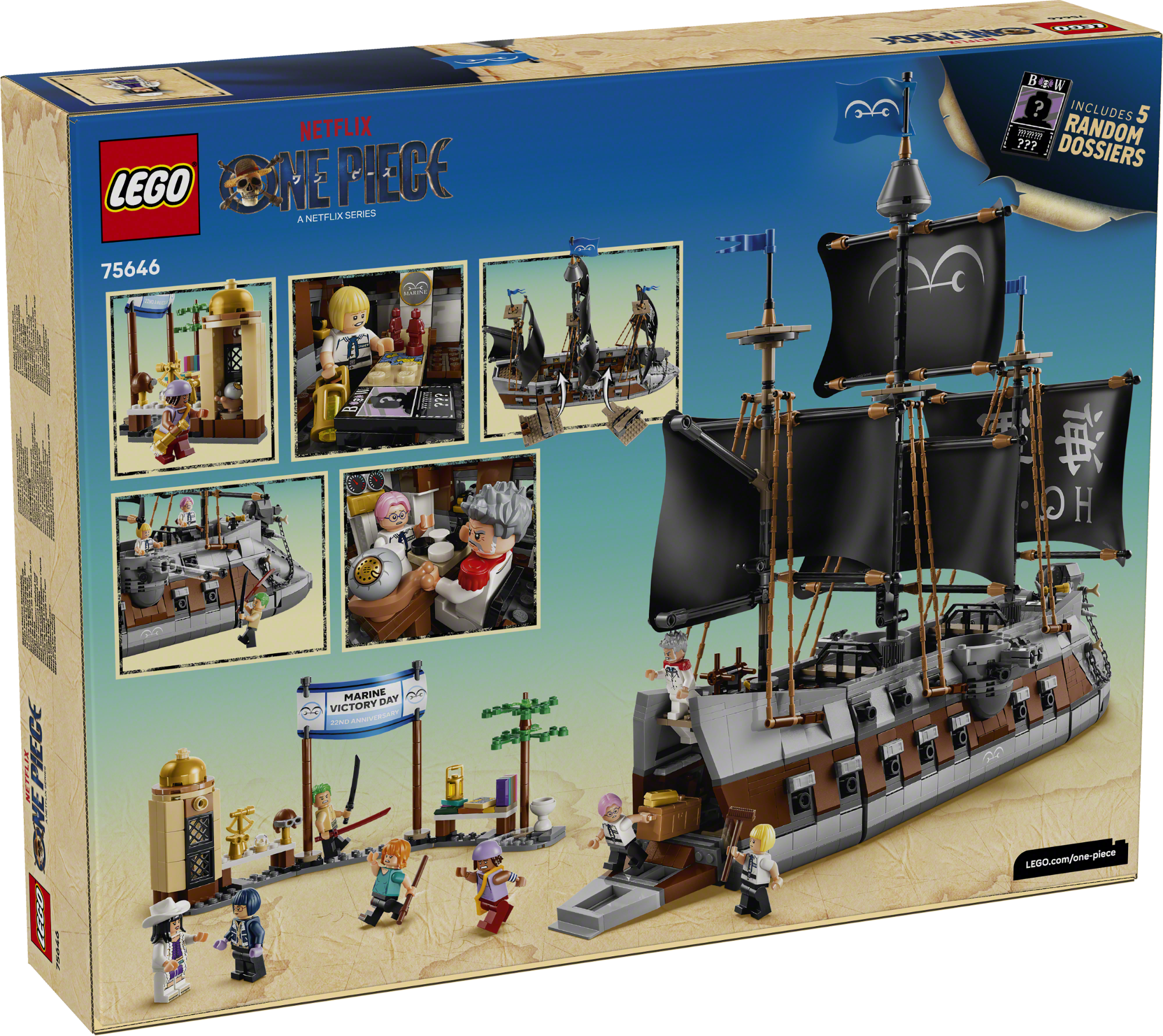 LEGO One Piece: Garp's Marine Battleship Box Art (Back)